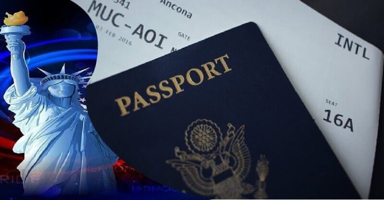 american visa lottery logo and a passport